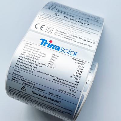 Mencetak Label Barcode PET Perekat Matte Silver Thermal Transparan Polyester Sticker