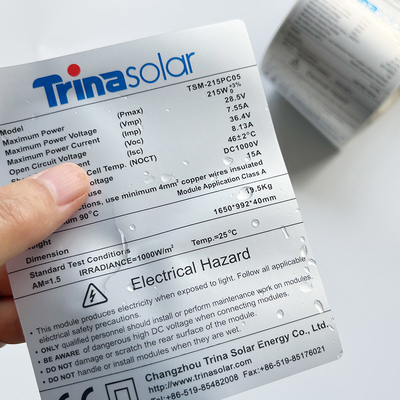 Mencetak Label Barcode PET Perekat Matte Silver Thermal Transparan Polyester Sticker