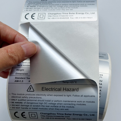 Mencetak Label Barcode PET Perekat Matte Silver Thermal Transparan Polyester Sticker