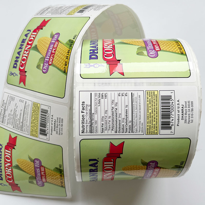 CMYK Printing Vinyl Stiker Makanan Botol Kemasan Roll Label Perekat Label Printer Disesuaikan Untuk Produk makanan