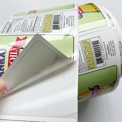 CMYK Printing Vinyl Stiker Makanan Botol Kemasan Roll Label Perekat Label Printer Disesuaikan Untuk Produk makanan