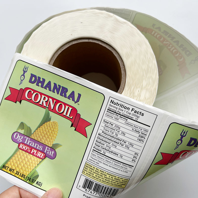 CMYK Printing Vinyl Stiker Makanan Botol Kemasan Roll Label Perekat Label Printer Disesuaikan Untuk Produk makanan