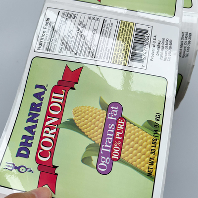 CMYK Printing Vinyl Stiker Makanan Botol Kemasan Roll Label Perekat Label Printer Disesuaikan Untuk Produk makanan