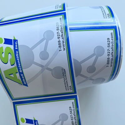 Custom Printing Vinyl Label Sticker Kertas Sintetis Die Cut Roll Untuk Mesin Pelabelan