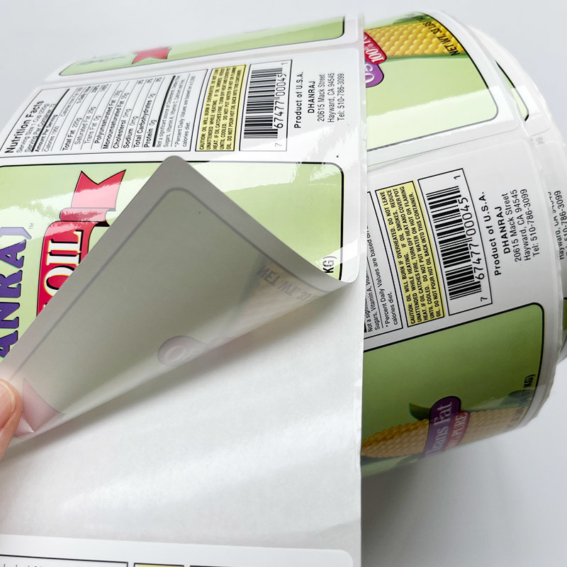CMYK Printing Vinyl Stiker Makanan Botol Kemasan Roll Label Perekat Label Printer Disesuaikan Untuk Produk makanan